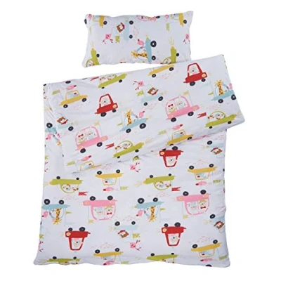Abbildung von Bio Kinderbettwäsche 100% Baumwolle (kbA) GOTS zertifiziert, Autos, 100 x 135 cm / 40 60 cm, Perkal Stoff