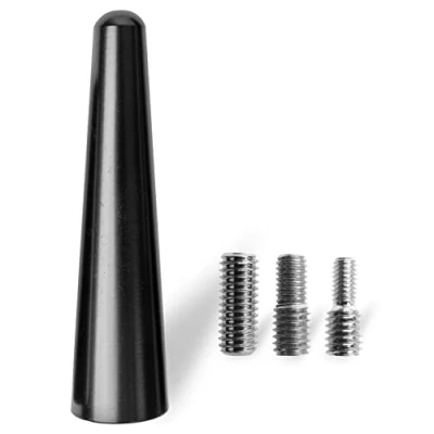 Abbildung von Auto Antenne, 65 mm Länge, für störfreien AM, FM 87,5 108 MHz, DAB, DAB+ Empfang, in Schwarz, Anschrauben mit Universaladapter M4 M5 M6, Kurzstabantenne, Kfz Dachantenne Antennenfuß Innengewinde