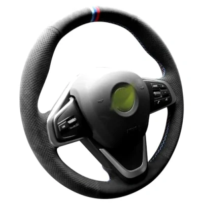 Abbildung von WQKRBMGU Handgenähte Alcantara Lenkradhülle, kompatibel mit BMW F45 F46 X1 F48 X2 F39