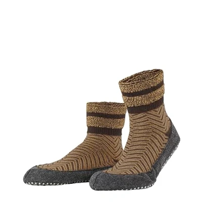 Abbildung von FALKE Herren Hausschuhe Cosyshoe Herringbone, Schurwolle, 1 Paar, Braun (Dark Brown 5235), 39 40