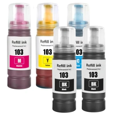 Abbildung von LAIPENG 103 Tinte Kompatibel mit Epson für L1110 L1200 L1210 L1250 L3100 L3101 L3110 L3111 L3116 L3150 L3151 L3156 L3160 L3200 L3250 L3251 L3256 L3260 L3266 Drucker 5 Multipack (BK*2/C/M/Y)