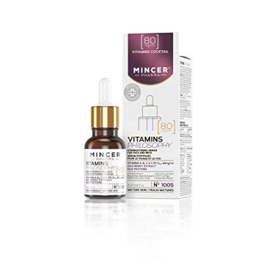 Abbildung von Mincer Pharma Vitamins Philosophy Stärkung des Lifting Serum Gesicht und Hals für Reife Haut mit Goji Berry Extrakt, Vitaminen A, B, C, E, F, PP, D Seidenproteinen 15 ml