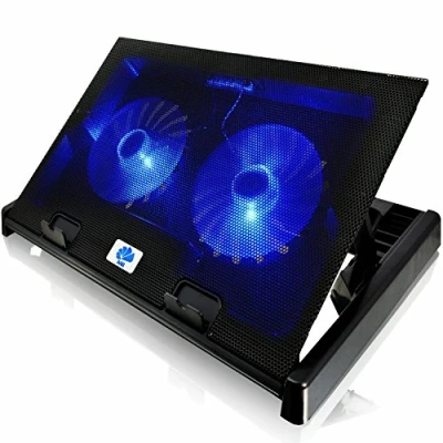 Abbildung von AABCOOLING NC80 Notebook Stand mit 2 Lüftern, Einstellbare Neigung und Blau Beleuchtung, Lüfter, Kühler, Notebookständer für Laptops bis 17 Zoll Consolen, Laptop Halterung