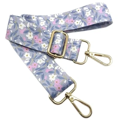 Abbildung von Verstellbarer Schultergurt Tasche Blaue Blumen, Taschengurte zum Wechseln, Taschengurt Breit mit Karabiner Gold, 80 130 cm Tragegurt für Damen Schultertaschen, Moderne Handtasche, 3.8cm, 603