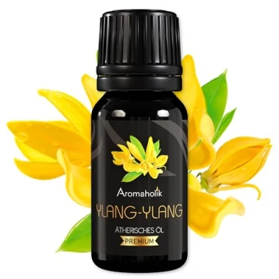 Abbildung von Aromaholik Ylang Öl BIO 100% naturrein Ätherische Öle für Diffuser &amp; Aroma Zertifiziertes ätherisches aus Indien Essential Oils 10ml Sauna Massage