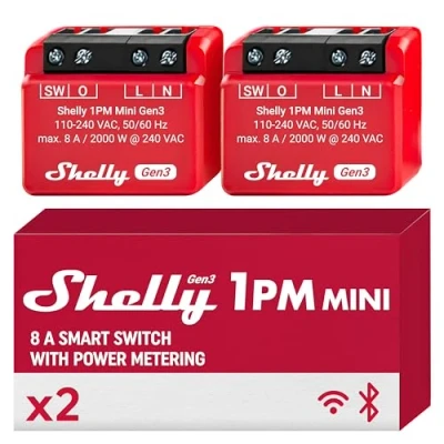 Abbildung von Shelly 1PM Mini Gen3, Smart switch, 1P, Wireless, Plastic, Matt, 20 dBmW