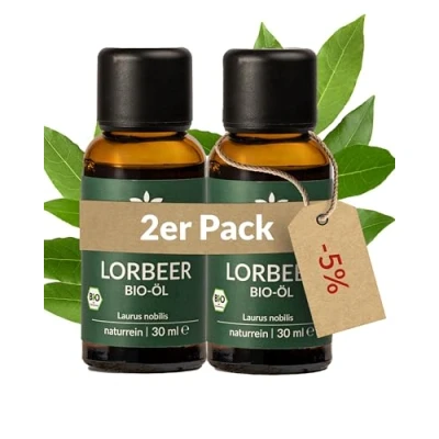 Abbildung von Heldengrün® BIO Lorbeeröl [100% NATURREIN] Zertifiziertes Lebensmittel zum Einnehmen Echtes Lorbeerblatt Öl Ätherisches Leaf Labs 2 x 30 ml