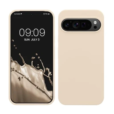 Abbildung von kwmobile Hülle kompatibel mit Google Pixel 9 Pro XL Silikon Handy Case Handyhülle weiche Oberfläche kabelloses Laden Creme