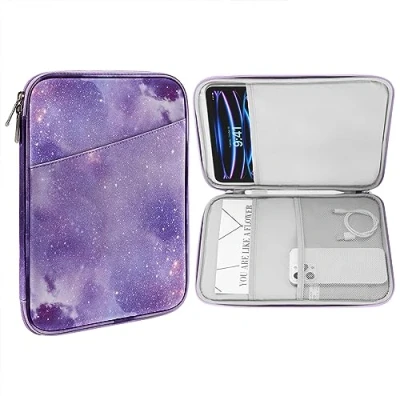 Abbildung von MoKo 9 11&quot; Tablet Tasche Hülle Kompatibel mit iPad Pro 11 M4 2024/11 Zoll Air M2 2024/iPad 10th 10,9 5/4 10,9, Galaxy Tab S9/S8/A8/A7 2022, Lila Sternenhimmel