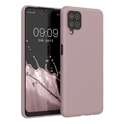 Abbildung von kwmobile Hülle kompatibel mit Samsung Galaxy A12 weiches TPU Silikon Case Cover geeignet für kabelloses Laden Nude Lilac