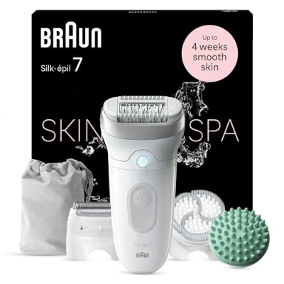 Abbildung von Braun Epilierer Silk épil SkinSpa 7 081, Rasier &amp; Trimmeraufsatz, Mini Rasierer, Wet&amp;Dry