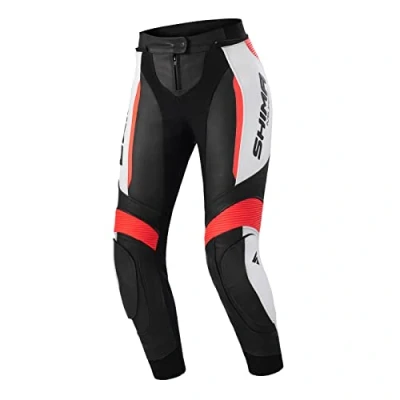 Abbildung von SHIMA Miura 2.0 Motorradhose Leder, Damen, Sporthose mit Hüft und Knieprotektoren, perforiertes elastische Einsätze, für 2 teilige Kombi (34, Rot Fluo)