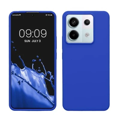 Abbildung von kwmobile Hülle kompatibel mit Xiaomi Redmi Note 13 Pro 5G / Poco X6 Silikon Handy Case Handyhülle weiche Oberfläche kabelloses Laden Baltik Blau