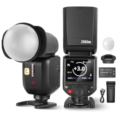 Abbildung von NEEWER Z880 S 76W 2,4G TTL Kamera Blitz Speedlite Flash kompatibel mit Sony, Diffusor und Adapter, Modellierlampe, TTL/M Schnellschalter, GN60 1/8000s HSS 7,2V/3000mAh Akku 600 Vollleistungs Blitze