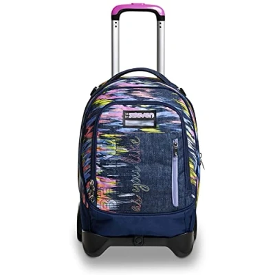 Abbildung von Seven TROLLEY, Rucksack mit Trolleyfunktion, Schulranzen Rollen, 3 in 1, Abnehmbarer Rucksack, ab 1. Klasse, für Schule, Gymnasium, Reisen&amp;Freizeit, Mädchen&amp;Jungen, blau, JACK 2WD VIRTUAL GIRL