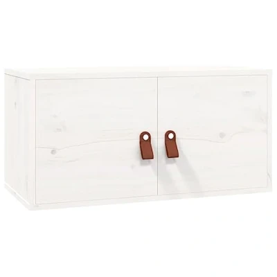 Abbildung von vidaXL Wandschrank, Hängeschrank mit viel Stauraum, Schwebeschrank für Wohnzimmer, TV Schrank Wohnzimmerschrank Holzschrank, Weiß Massivholz Kiefer