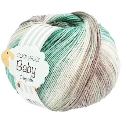 Abbildung von LANA GROSSA Cool Wool Baby Degrade 0525 ecru taupe hellpetrol Häkelwolle, 220 m, 100% Schurwolle Merino, filzfrei