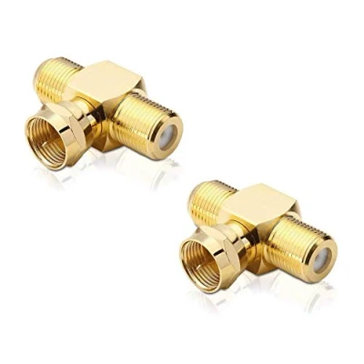 Abbildung von conecto Sat T Stück 1 mal F Stecker auf 2 Buchse, Verteiler für Verkabelungen vergoldet (2 Stück)