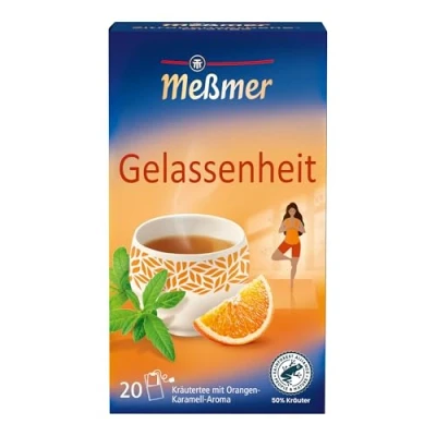 Abbildung von Meßmer GELASSENHEIT Zitronenverbene Orange 20 Teebeutel Glutenfrei Laktosefrei Vegan