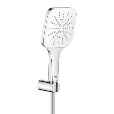 Abbildung von GROHE wassersparende CUBE Handbrause Duschkopf Set inkl. Wandhalter, Rainshower 130 SmartActive, EcoJoy, 3 Strahlarten, 26588LS0