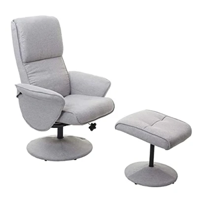 Abbildung von Mendler Relaxsessel Helsinki, Fernsehsessel Relaxliege TV Sessel mit Hocker Stoff/Textil, hellgrau