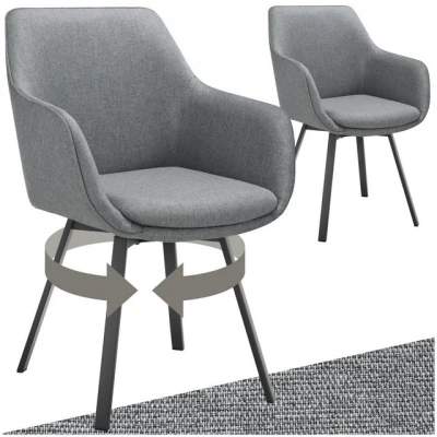 Abbildung von tectake® 2er Set Stuhl drehbar, Esszimmerstühle mit Armlehne, Küchenstühle, Stühle Esszimmer, Drehstühle für Dining Lounge, Esstisch, Schminktisch, Armlehnstuhl, Esszimmermöbel anthrazit