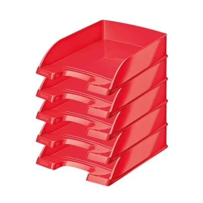 Abbildung von Leitz Wow A4 Briefablage, 5er Pack, rote Schreibtischablage, Papierablage, 52263023