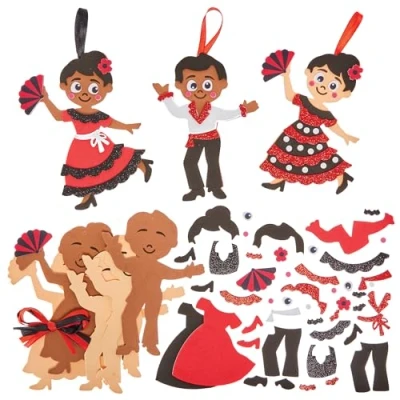 Abbildung von Baker Ross FN046 Flamenco Tänzerin Mix &amp; Match Dekorationssets 8er Pack, Dekorations Bastelsets für Kinder
