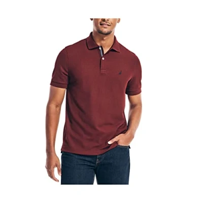 Abbildung von Nautica Herren Classic Short Sleeve Solid Poloshirt, Burgunderrot, XL EU