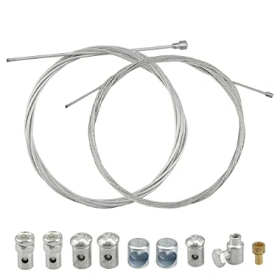 Abbildung von Hyakoz 2 Stück 2M Motorrad Universal Seilzug Reparaturset Bowdenzug Gaszug Schaltzug Kupplungszug Fahrrad Roller Mofa Moped mit 9x Nippel für