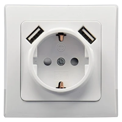 Abbildung von ChiliTec Steckdose Weiß mit USB Unterputz Schutzkontakt 250V / 16A Port 5V 2,1A Laden von Smartphone Tablet