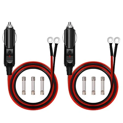 Abbildung von GTIWUNG 2 Stück KFZ Wechselrichter Kabel 12V 24V Zigarettenanzünderkabel Buchse Stecker auf O Ring Anschluss mit 15A Sicherung, 16AWG 50cm/1,6Ft Netzteil für auto inverter, luftpumpe