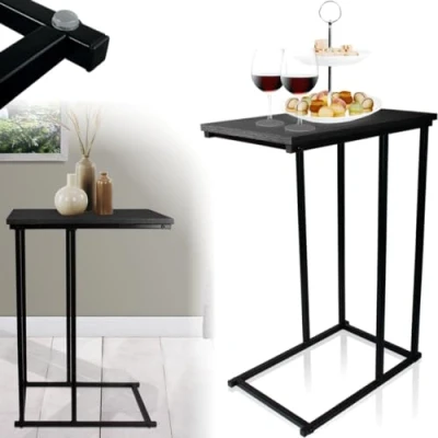 Abbildung von Beistelltisch Couchtisch Nachttisch Betttisch Sofatisch Laptoptisch Metallgestell Kaffeetisch (Schwarz)
