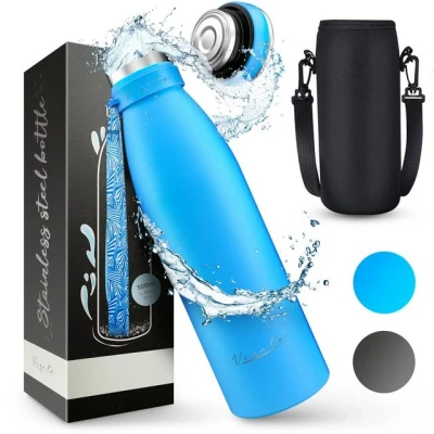 Abbildung von Vezato Isolierflasche Trinkflasche Edelstahl BPA freie 500 1000ml, Tragegurt