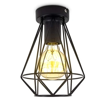 Abbildung von B.K.Licht Deckenleuchte Vintage Draht Schwarz Ø16,5cm max. 40W E27 ohne Leuchtmittel