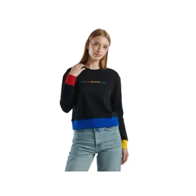 Abbildung von United Colors of Benetton WITH LOGO Patch Sweatshirt, Herren, Größe: XL, Black