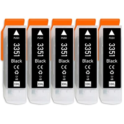 Abbildung von 5er Sparpack nur Black kompatibel mit Epson 33XL Druckerpatrone für Expression Premium XP 530 540 630 635 640 645 830 900 7100