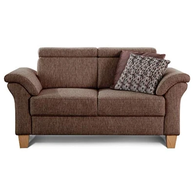 Abbildung von Cavadore 2 Sitzer Sofa Ammerland / Couch mit Federkern im Landhausstil Inkl. verstellbaren Kopfstützen 156 x 84 93 Strukturstoff braun