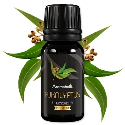 Abbildung von Aromaholik Eukalyptusöl BIO 100% naturrein Ätherische Öle für Diffuser &amp; Aroma Zertifiziertes ätherisches Öl aus Indien Eucalyptus Essential Oils 10ml Sauna Massage