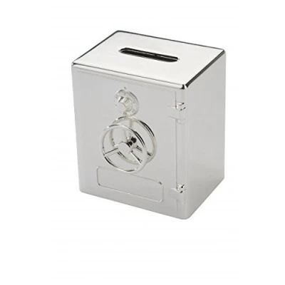 Abbildung von Brillibrum Design Spardose Save Mit Wunschgravur Versilbert Anlaufgeschützt Tresor Kinder Sparschwein Personalisiert Metall Sparbüchse Gravur