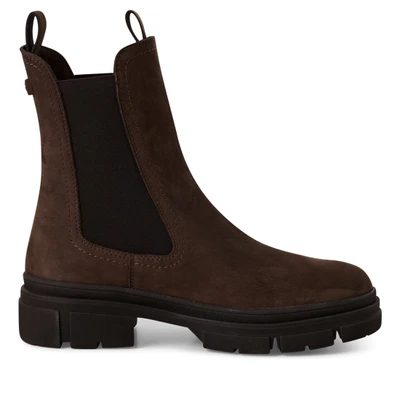 Abbildung von Tamaris Damen Mocca Braun Leder Klassische High Pull On Chelsea Stiefeletten