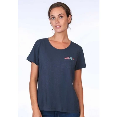 Abbildung von Sorgenfri Sylt Laleli Embro Tshirt print, Damen, Größe: 36, Navy