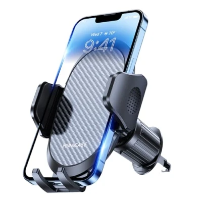 Abbildung von Miracase Handyhalterung Auto mit dem Neuesten Metallhakenclip, für die Lüftung, Freihändige Universelle Autohalterung iPhone, Android und alle Smartphones, Dunkles Schwarz.