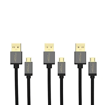 Abbildung von KabelDirekt Micro USB Kabel 3x 1,5m (USB 2.0, Ladekabel/Datenkabel, Geräte, schwarzes Nylon) PRO Series