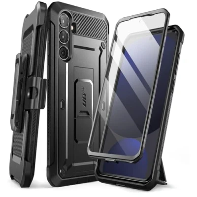 Abbildung von SUPCASE Outdoor Hülle für Samsung Galaxy S24 FE (2024) Handyhülle Bumper Case 360 Grad Schutzhülle Cover [Unicorn Beetle Pro] mit Displayschutz, Gürtelclip und Ständer (Schwarz)