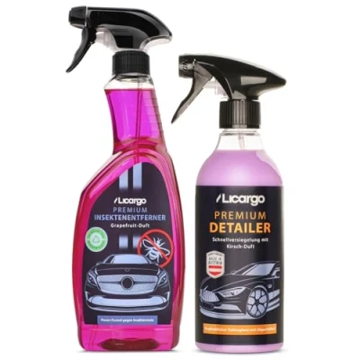 Abbildung von LICARGO® Insektenentferner Auto (750ml) &amp; Detailer (500ml) unglaublicher Glanz Abperleffekt kraftvolle Reinigung von hartnäckigen und angetrockneten Insektenresten