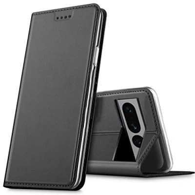 Abbildung von Verco Handyhülle für Google Pixel 8 Pro, Premium Handy Flip Cover Pro Hülle [integr. Magnet] Book Case PU Leder Tasche, Schwarz