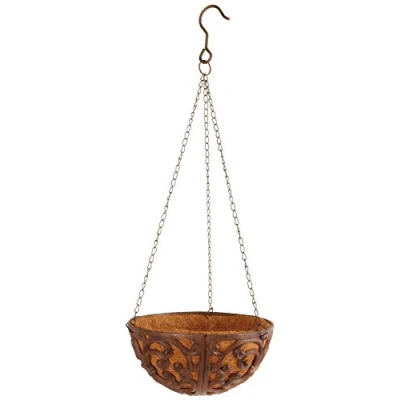 Abbildung von Esschert Design Blumenampel, Hängekorb aus Gusseisen mit Kokoseinlage, Größe S, Ø ca. 27 cm