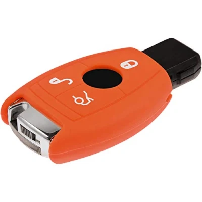 Abbildung von PhoneNatic Silikon Schlüssel Hülle kompatibel mit der Mercedes Benz B Klasse 3 Tasten Fernbedienung in orange Funkschlüssel Key