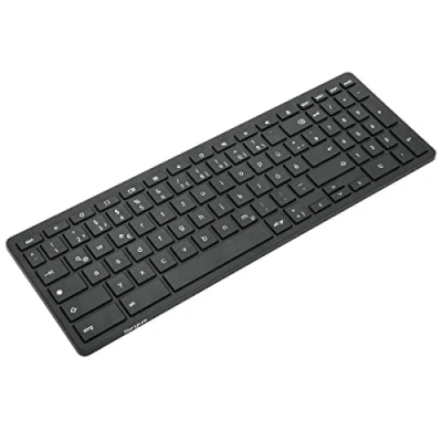 Abbildung von Targus Works with Chromebook Bluetooth Antimicrobial Keyboard, kabellose Tastatur, antimikrobielle Oberfläche, deutsches Layout (QWERTZ), schwarz, AKB872DE, 43 x 2,7 14 cm